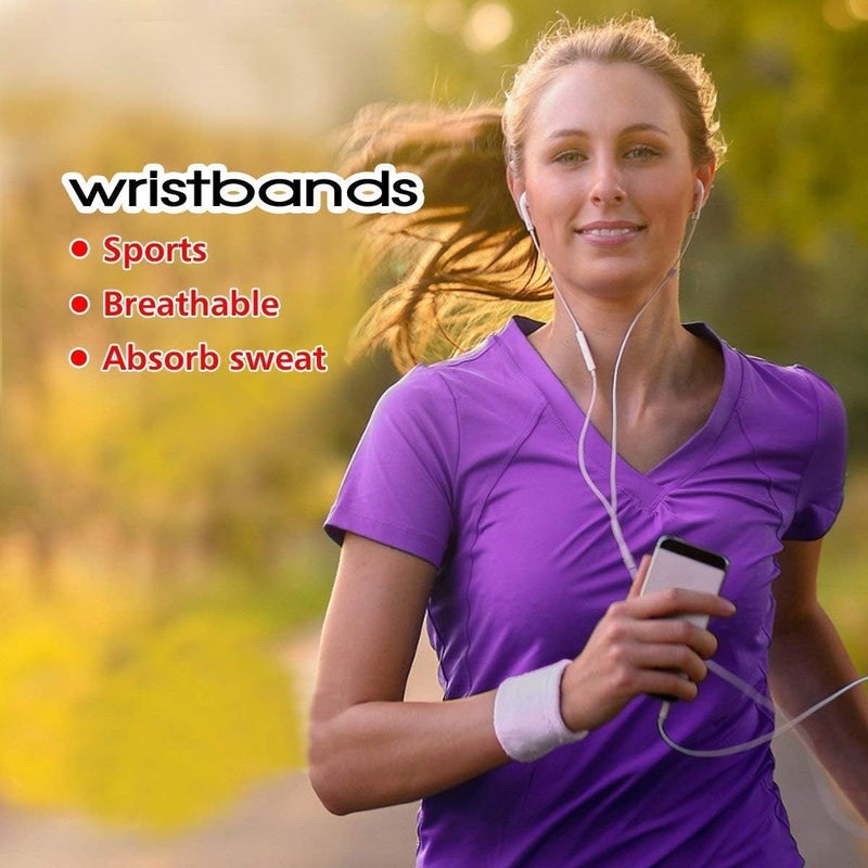 SOCOBIC Wrist Bands for Sweat 10 Pairs Wrist Sweatbands Sweat Absorbing Cotton Terry for Men & Women, Tennis Wristbands Wrist Sweat Bands Perfect for Tennis,Sport, Basketball,Gym,Running - Image 3